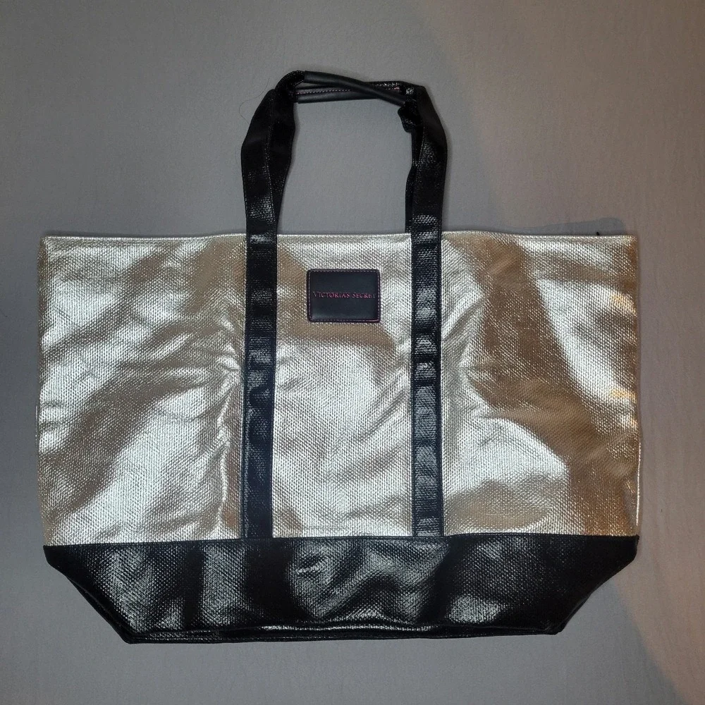 Victoria's Secret Weekender Bag Silver Fashion Tote NWOT